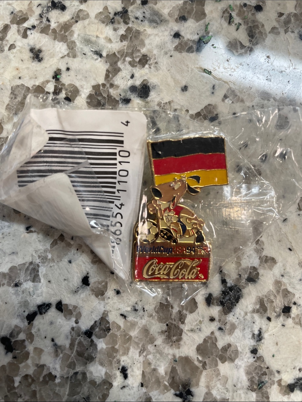 Coca-Cola Enamel Pin with German Flag — Red, Black, Gold 1994 World Cup
